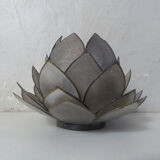 Lotus flower photophore in mother-of-pearl and brass
