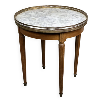 Pedestal table / Louis XVI style occasional hot water bottle table with marble top
