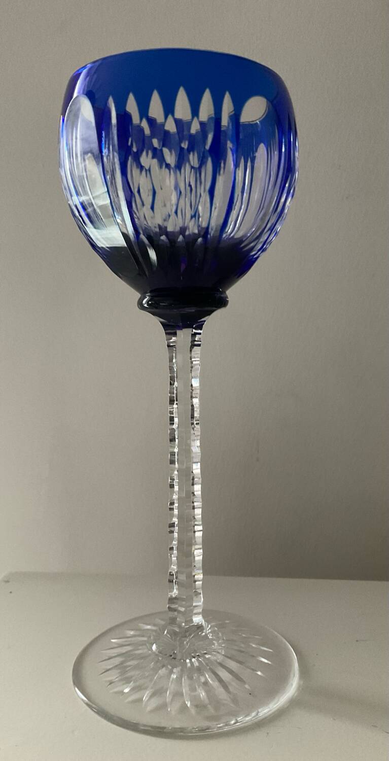 Pair of cut crystal wine glasses