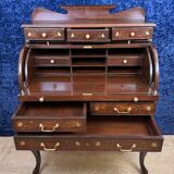 Cylinder desk in mahogany and inlaid marquetry circa 1900