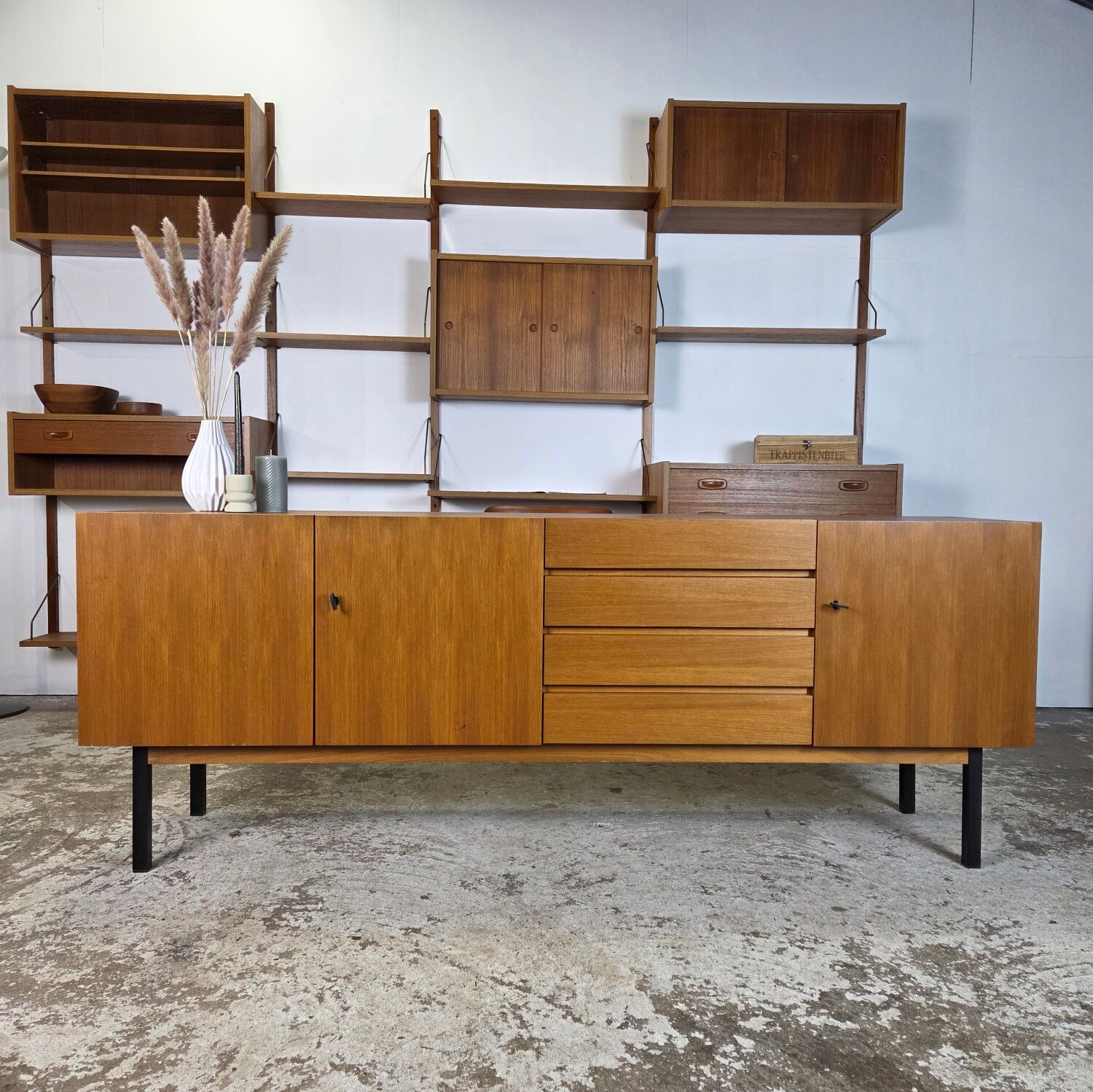 Vintage 60s - 70s German sideboard, walnut TV cabinet