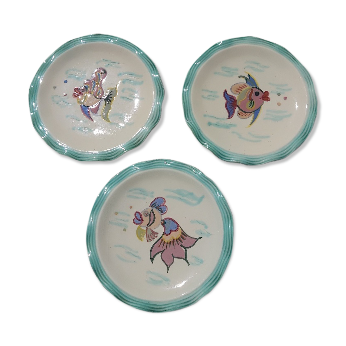 3 plates Cérenne Vallauris Les Pisces