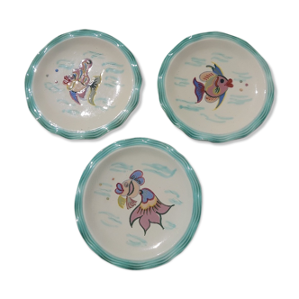 3 plates Cérenne Vallauris Les Pisces