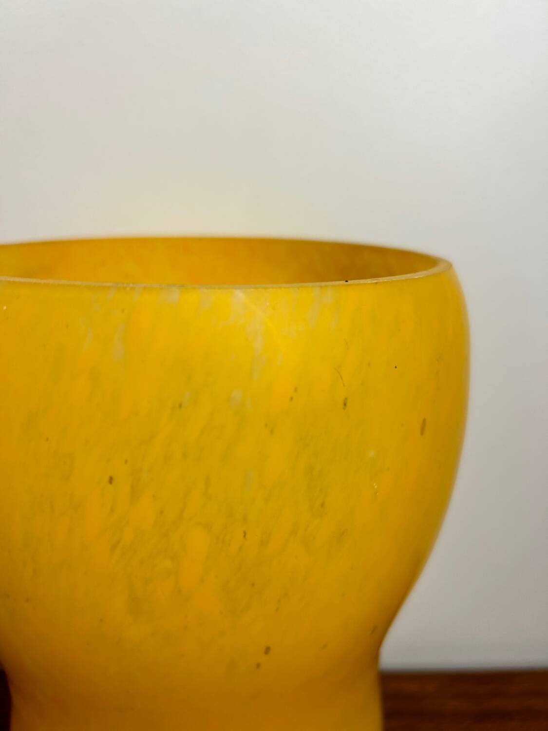 Vintage yellow frosted glass vase