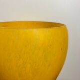 Vintage yellow frosted glass vase