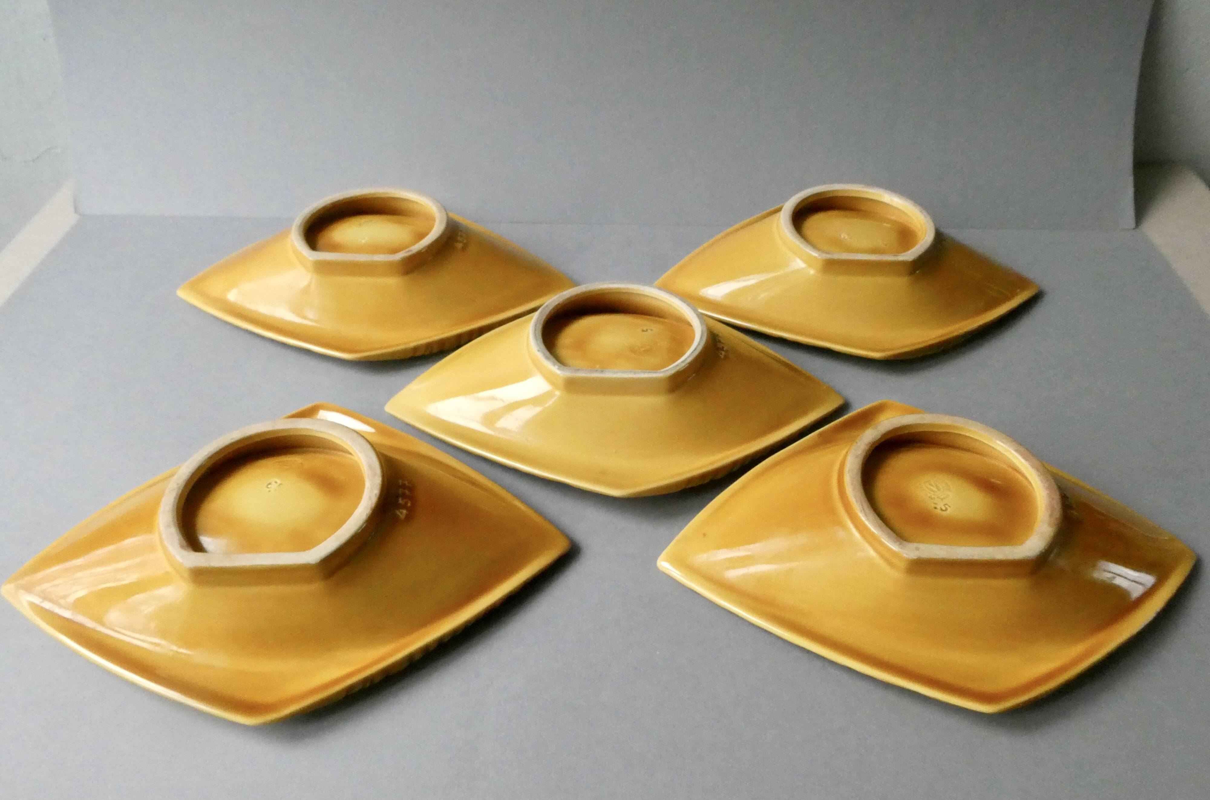 5 Verceram France faux wood ceramic bowls