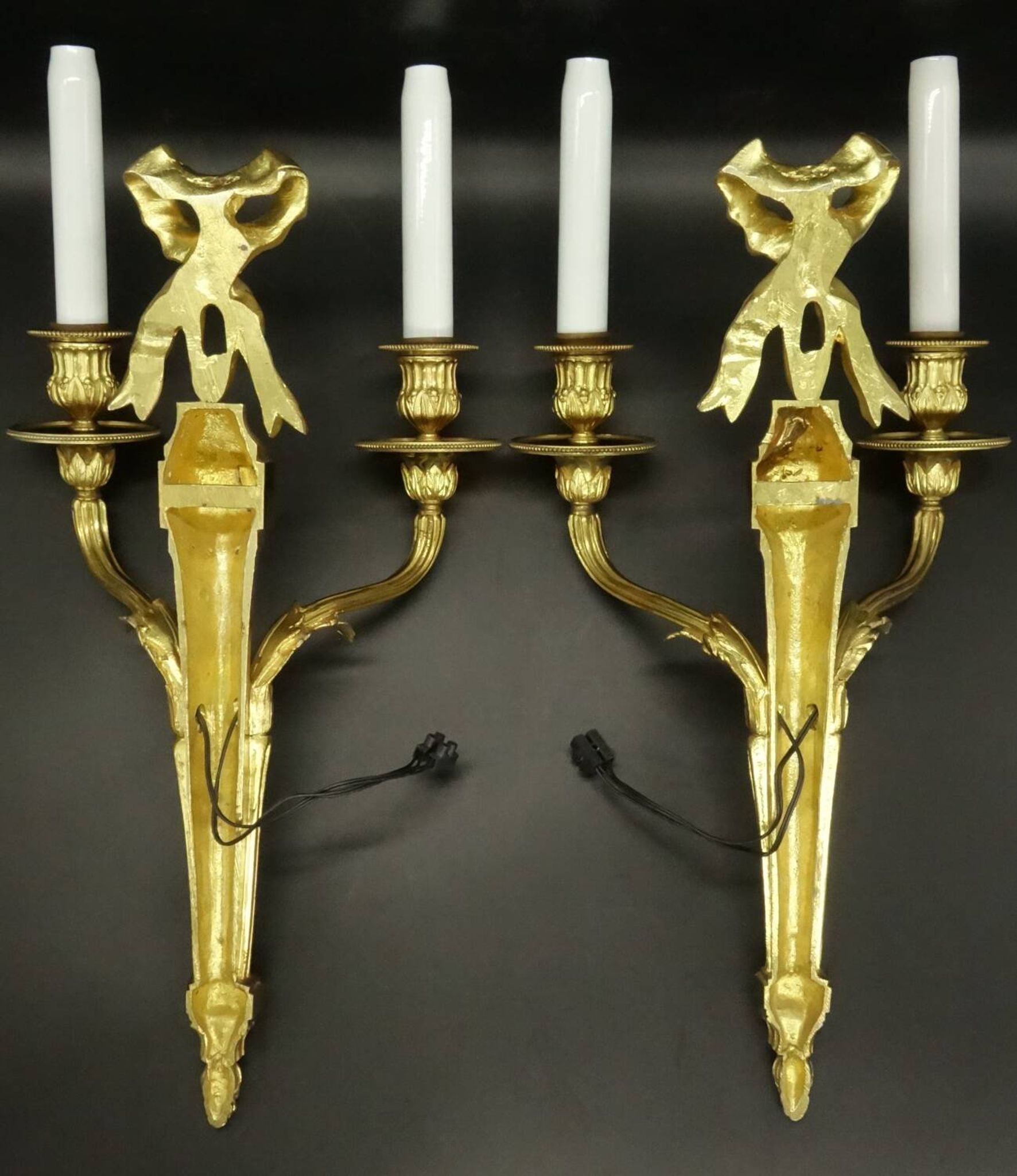 Pair of large sconces with Louis XVI style knots, late 19th century - bronze
