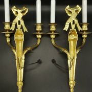 Pair of large sconces with Louis XVI style knots, late 19th century - bronze