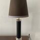 Vintage column lamp in leather and silver brass 60s-70s
