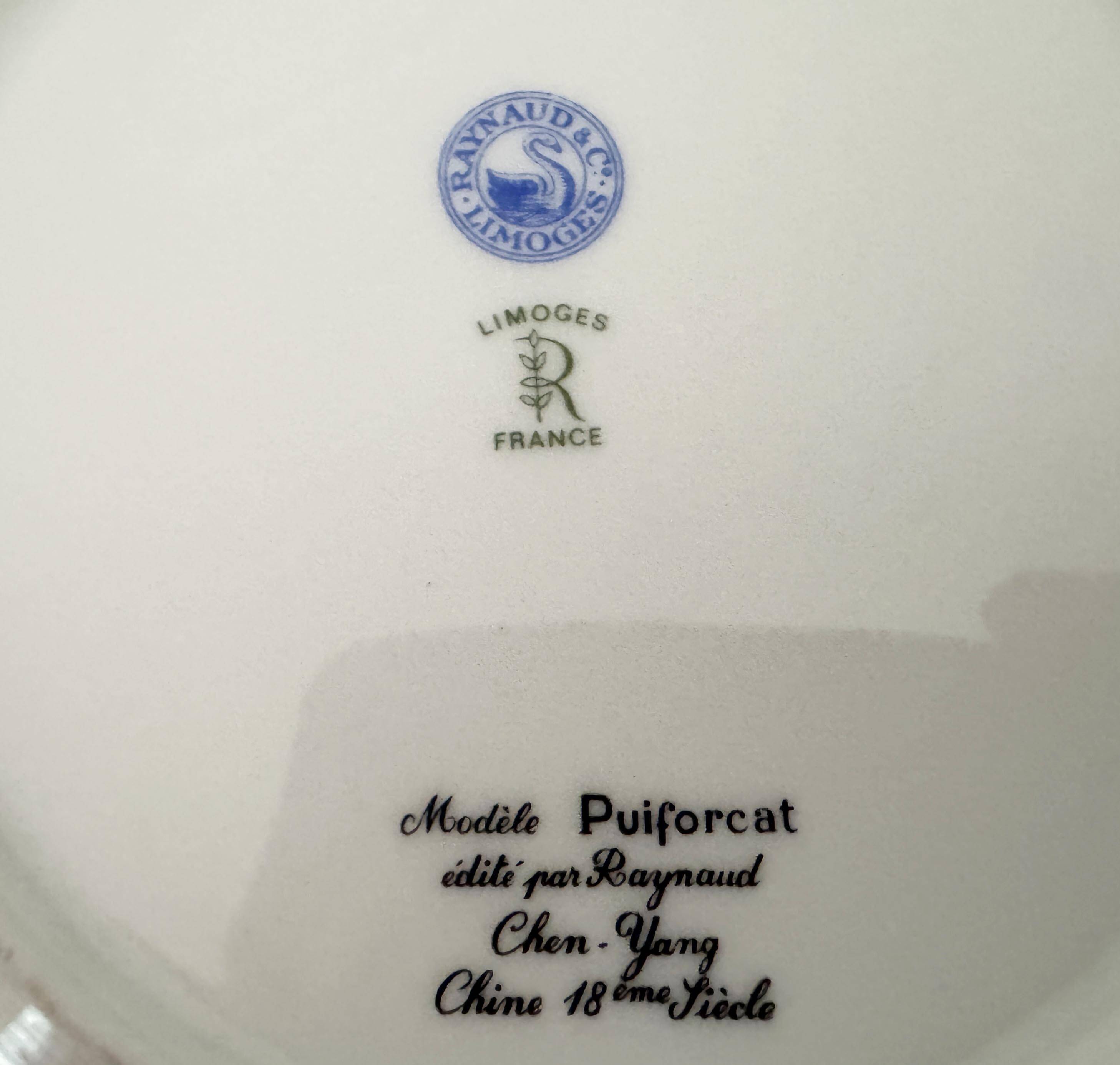 Puiforcat & Raynaud Limoges dessert plate, Chen Yang decoration, 18th century China