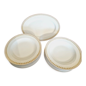 Set of 12 hollow plates and 1 haviland porcelain dish