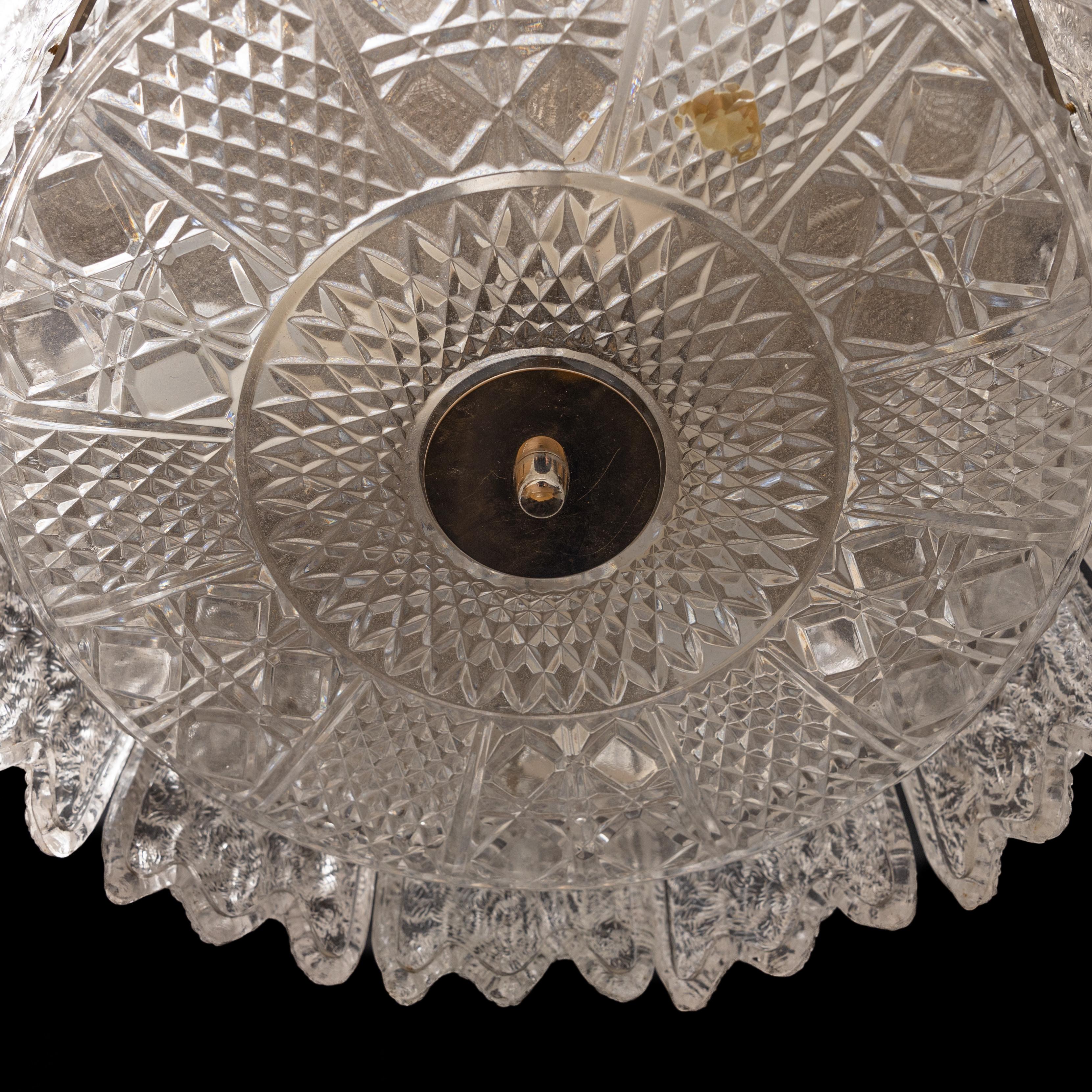 Carl Fagerlund Crystal Pendant Sculpted in Ice For Orrefors, Sweden 1960