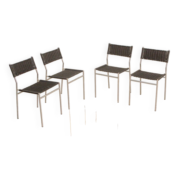 4 chaises ''SE06'' osier noir par Martin Visser pour Spectrum 80's