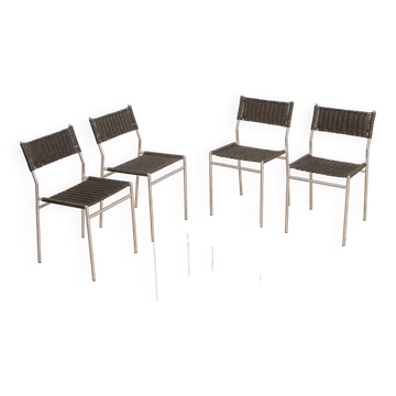 4 "SE06" black wicker chairs by Martin Visser for Spectrum 80's