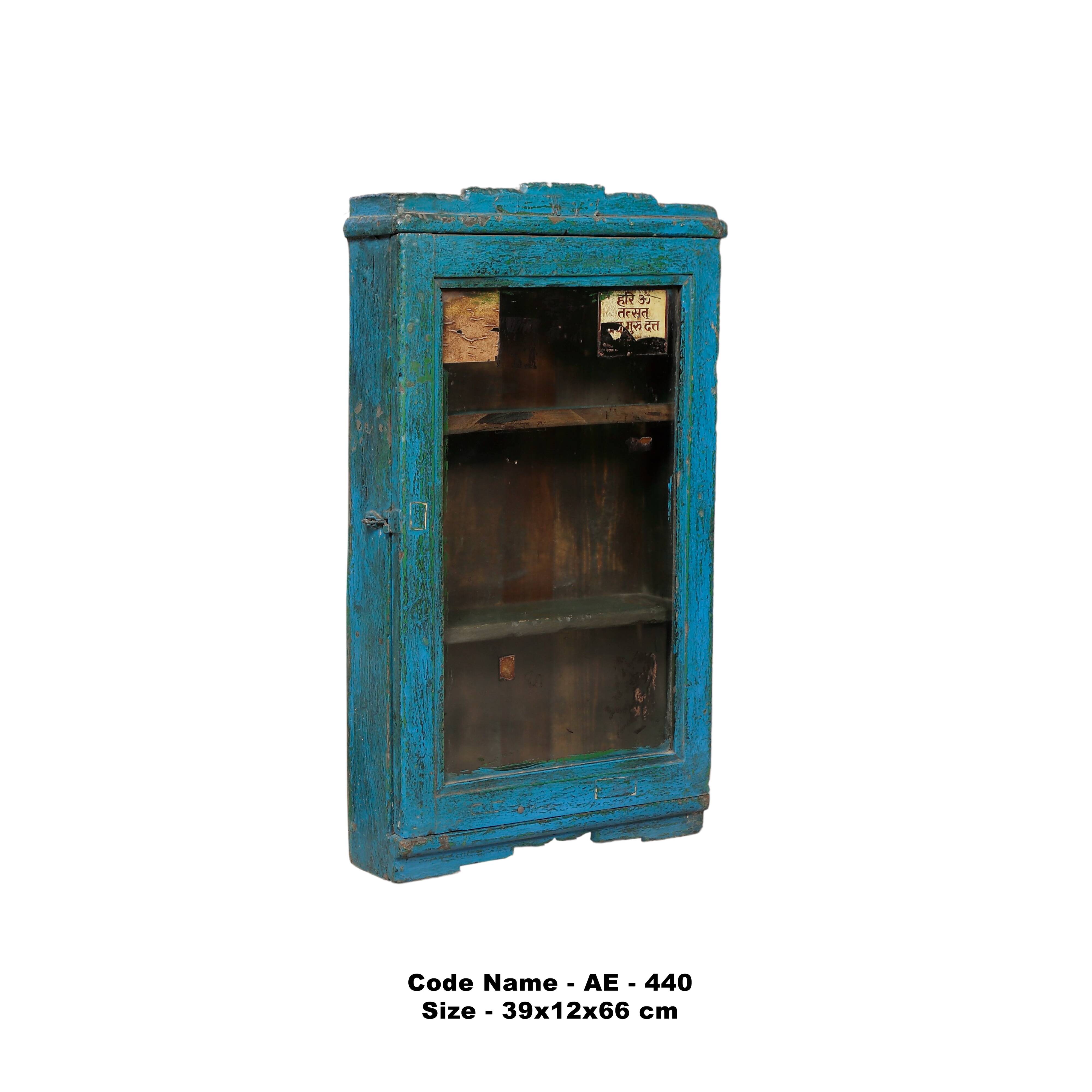 Vitrine en teck ancien (patine bleue)