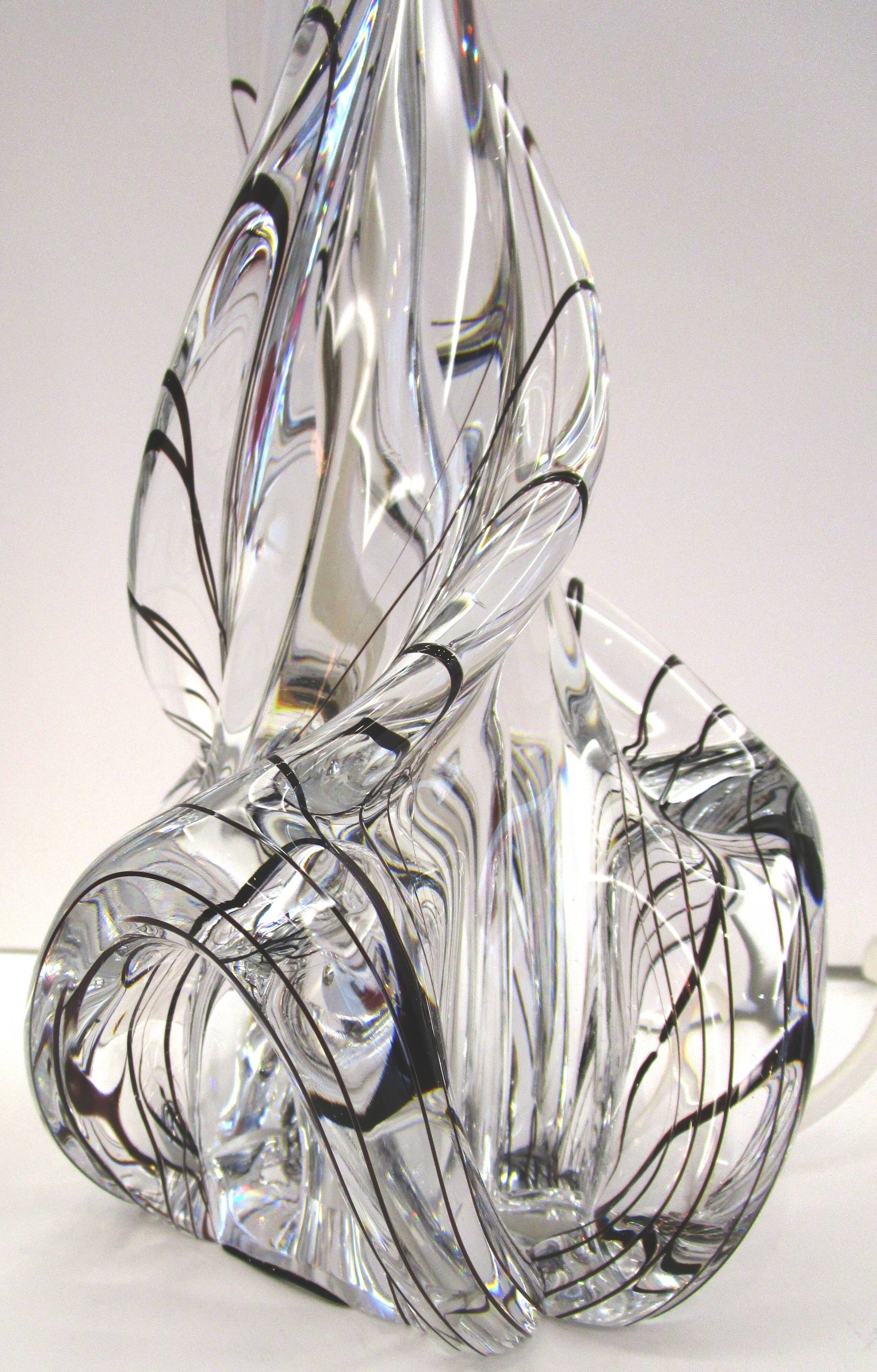 JB sculptural transparent and black crystal lamp