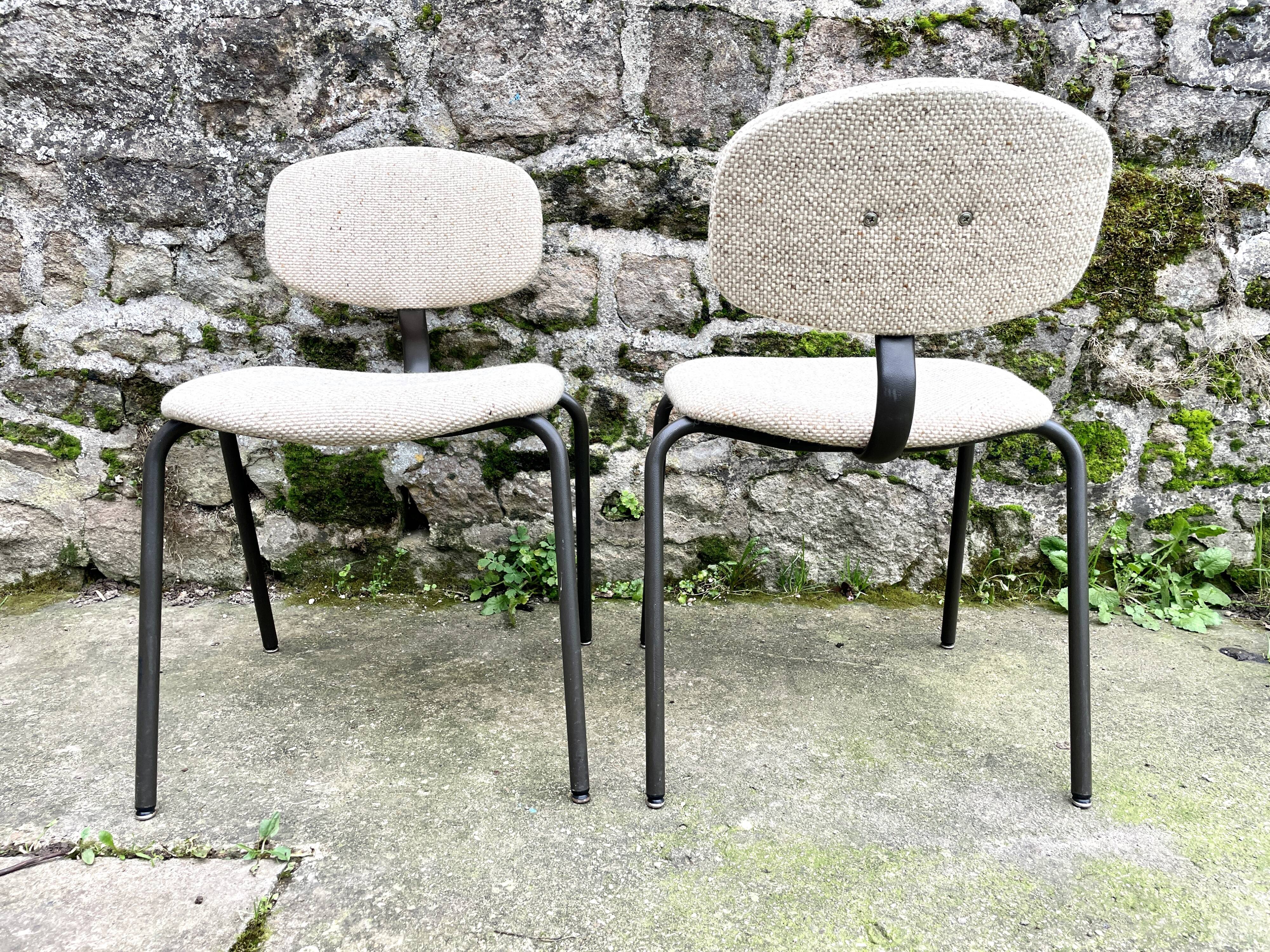 Paire de chaises tweed Strafor 1970
