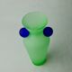 Green and blue satin murano glass vase, Menphis style, Italy, 1980