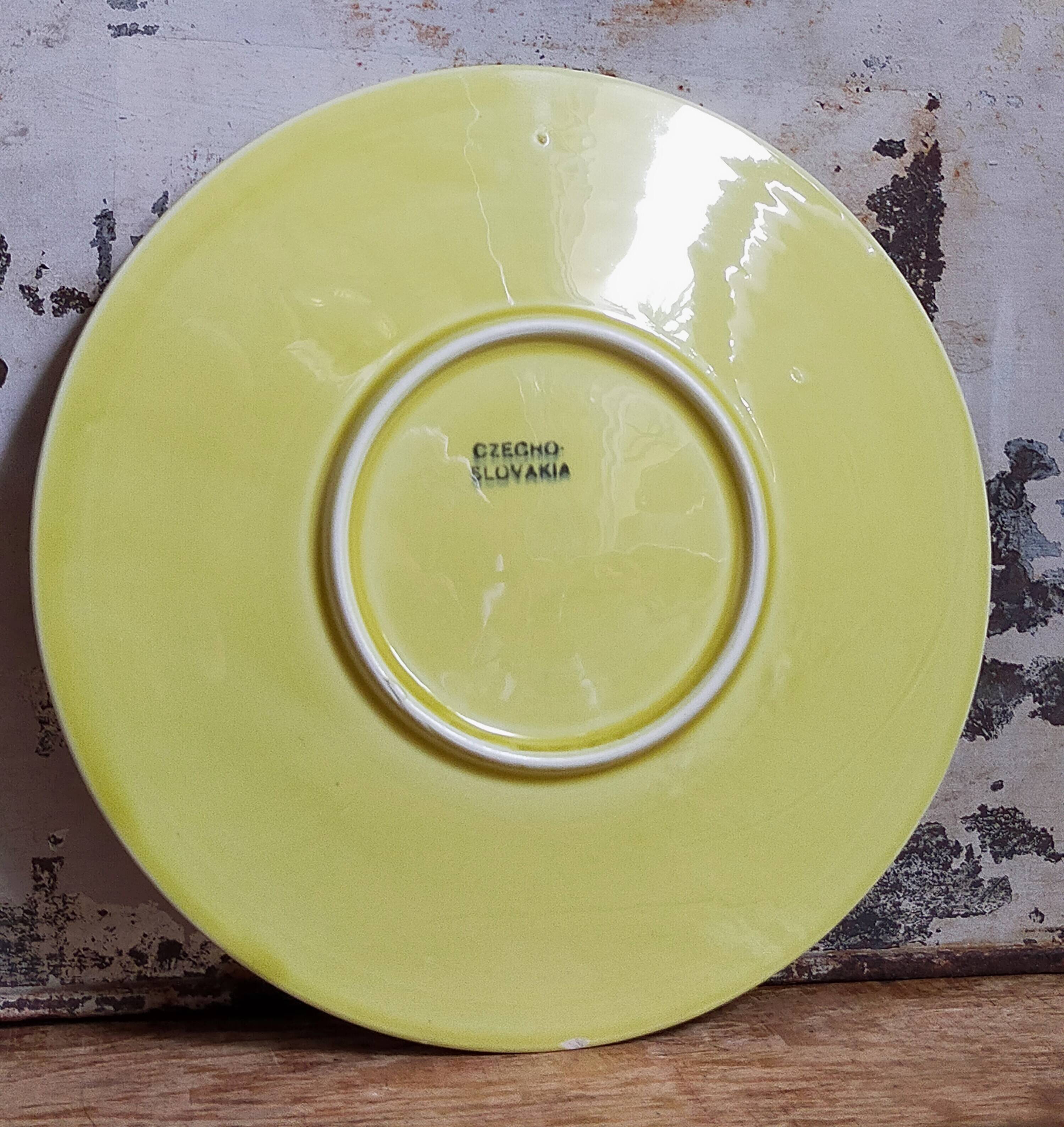 Six vintage Czech ceramic dessert plates