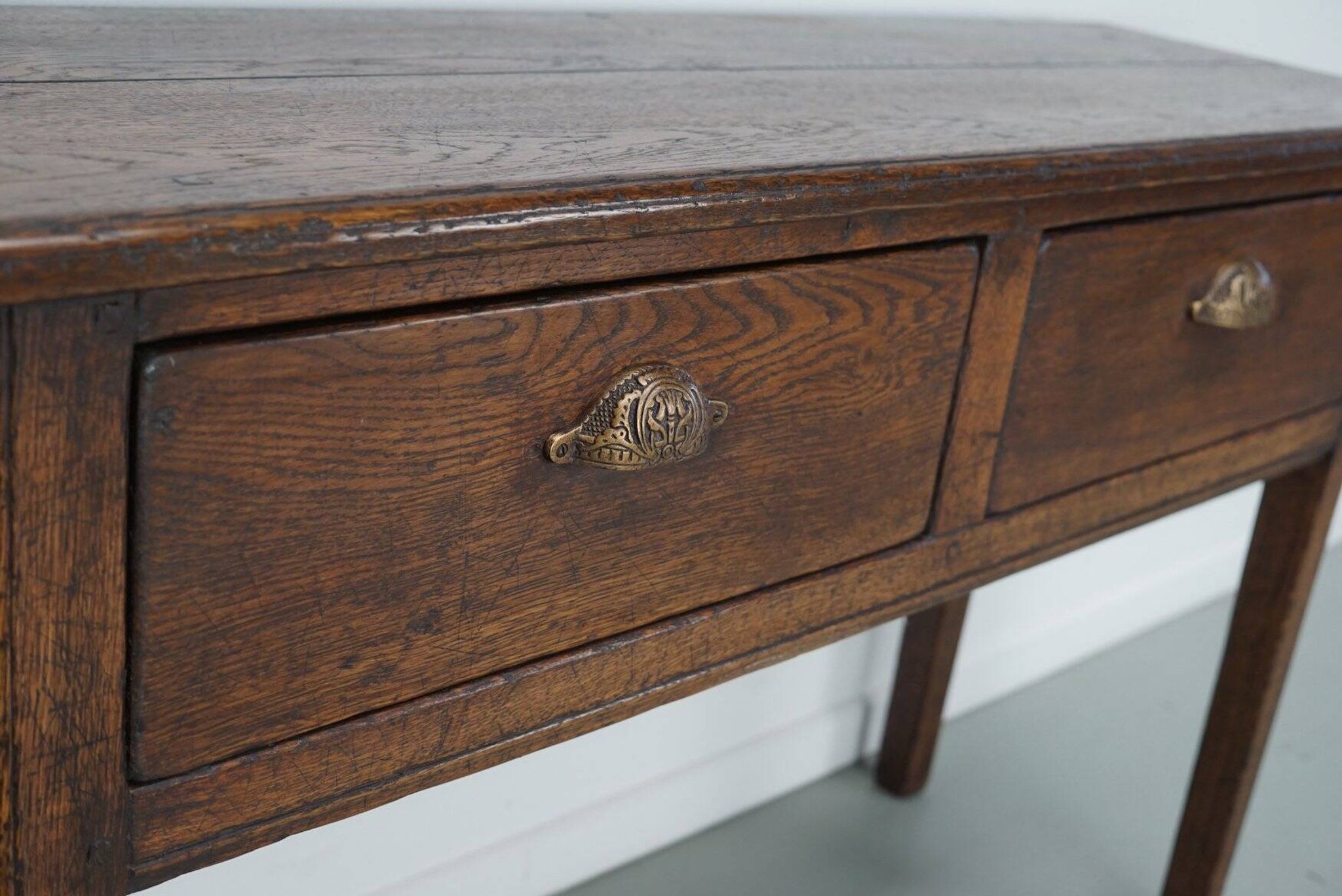 Vintage French rustic farmhouse oak side table, 1950s