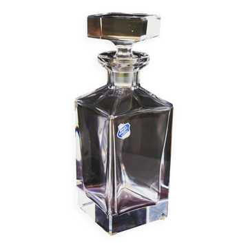 Carafe à whisky carrée vintage du milieu du siècle en cristal au plomb