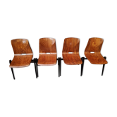 Set of 4 Galvanitas S22, light oak shade chairs