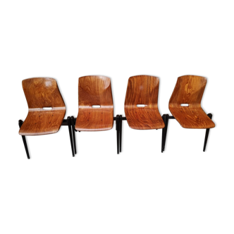 Set of 4 Galvanitas S22, light oak shade chairs