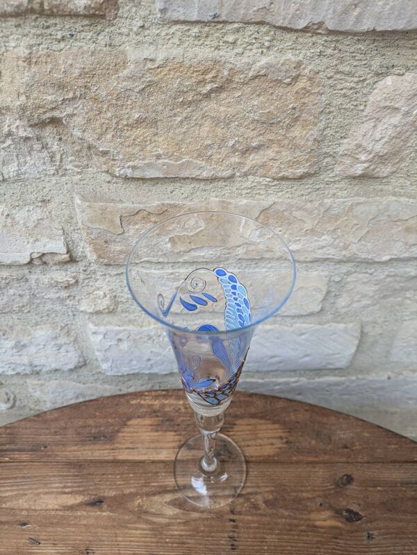 Flute à champagne Paul Nagel collection rêveries modèle Pégase peint main