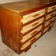 Mahogany and straw chest of drawers, circa 1950, Mexican made