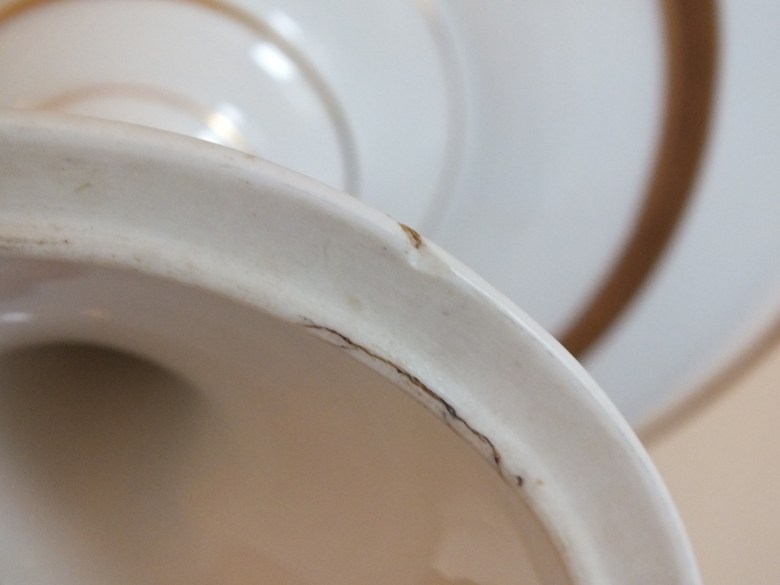 White and gold porcelain display cup - Bosquin in Caen