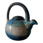 Handcrafted blue raku ceramic teapot – high handle Japanese design