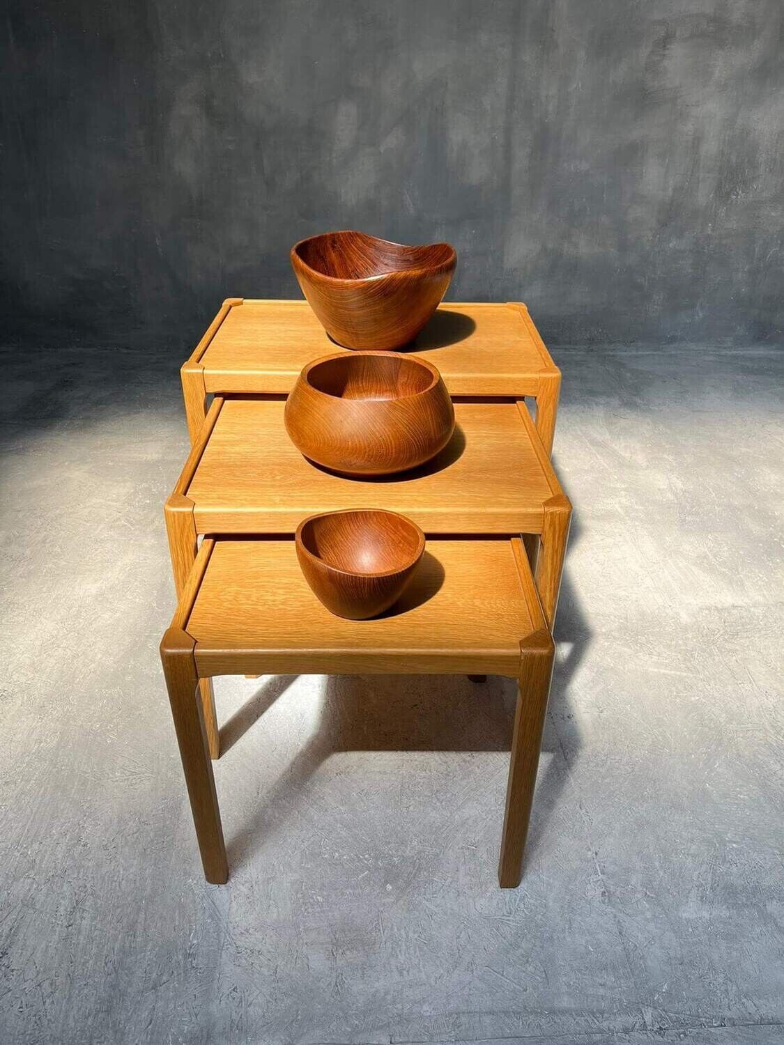 Suite of 3 vintage Scandinavian nesting tables