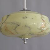 Suspension Art Déco, marbrée avec suspension chromée, années 1930