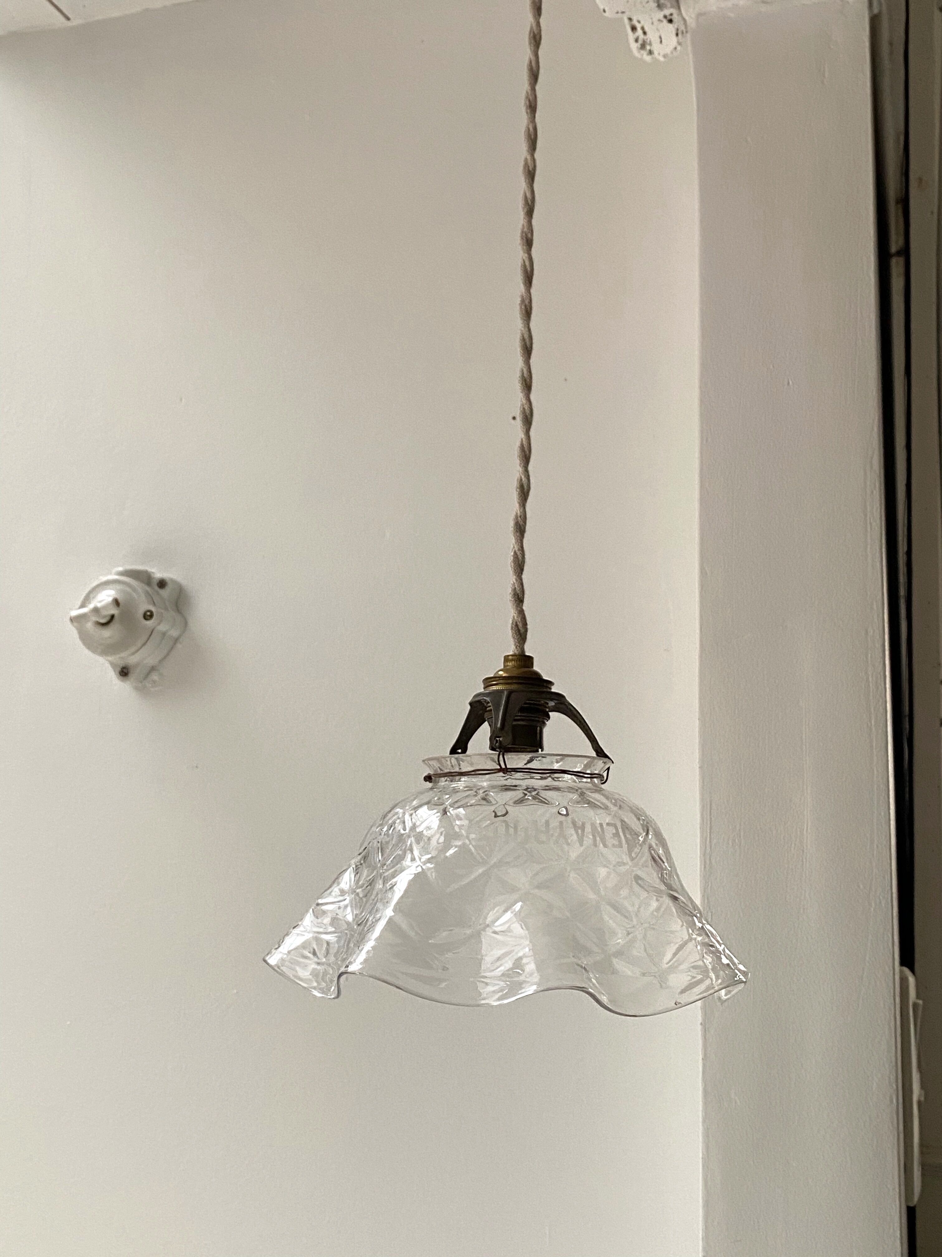 Antique glass suspension, Denayrouze lighting