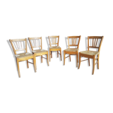 Series of 5 old mulched chairs