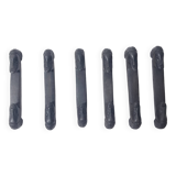 Set of six african cutlery holders carved in blackened wood