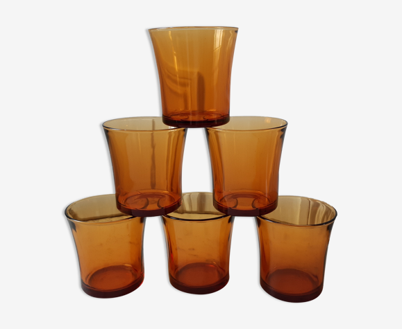 Lot de 6 verres ambrés Duralex années 70