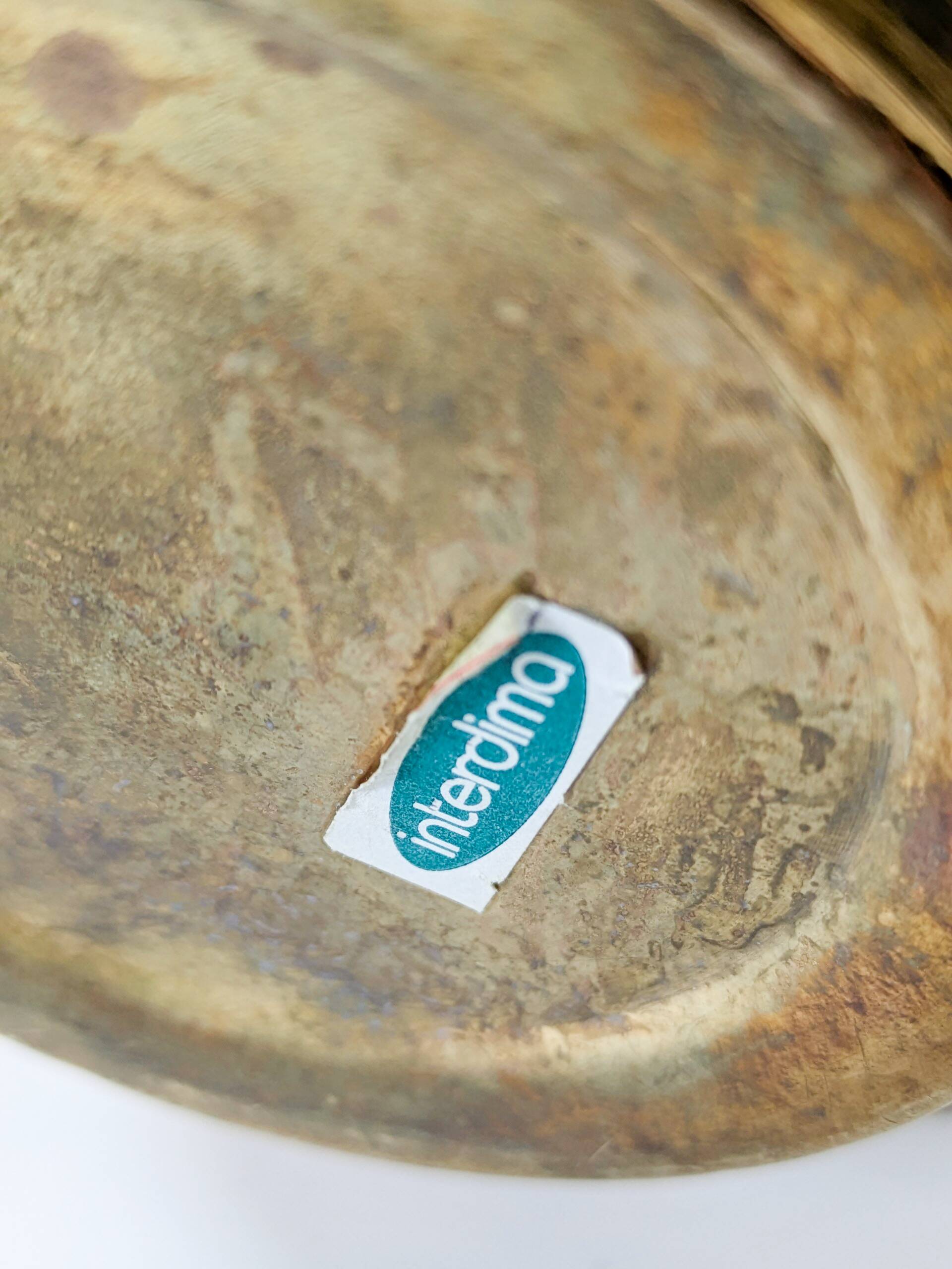 Cache-pot vintage en laiton bord ondulé corde nouée torsadée