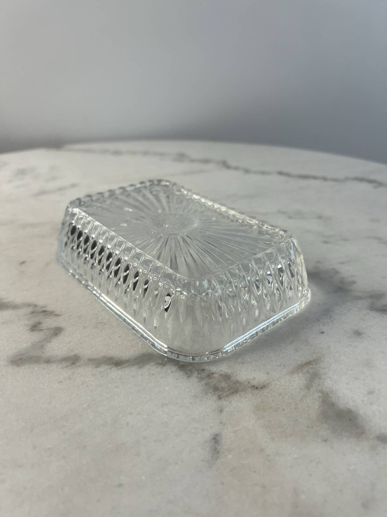 Rectangular cut glass dish 14.5x9.5cm