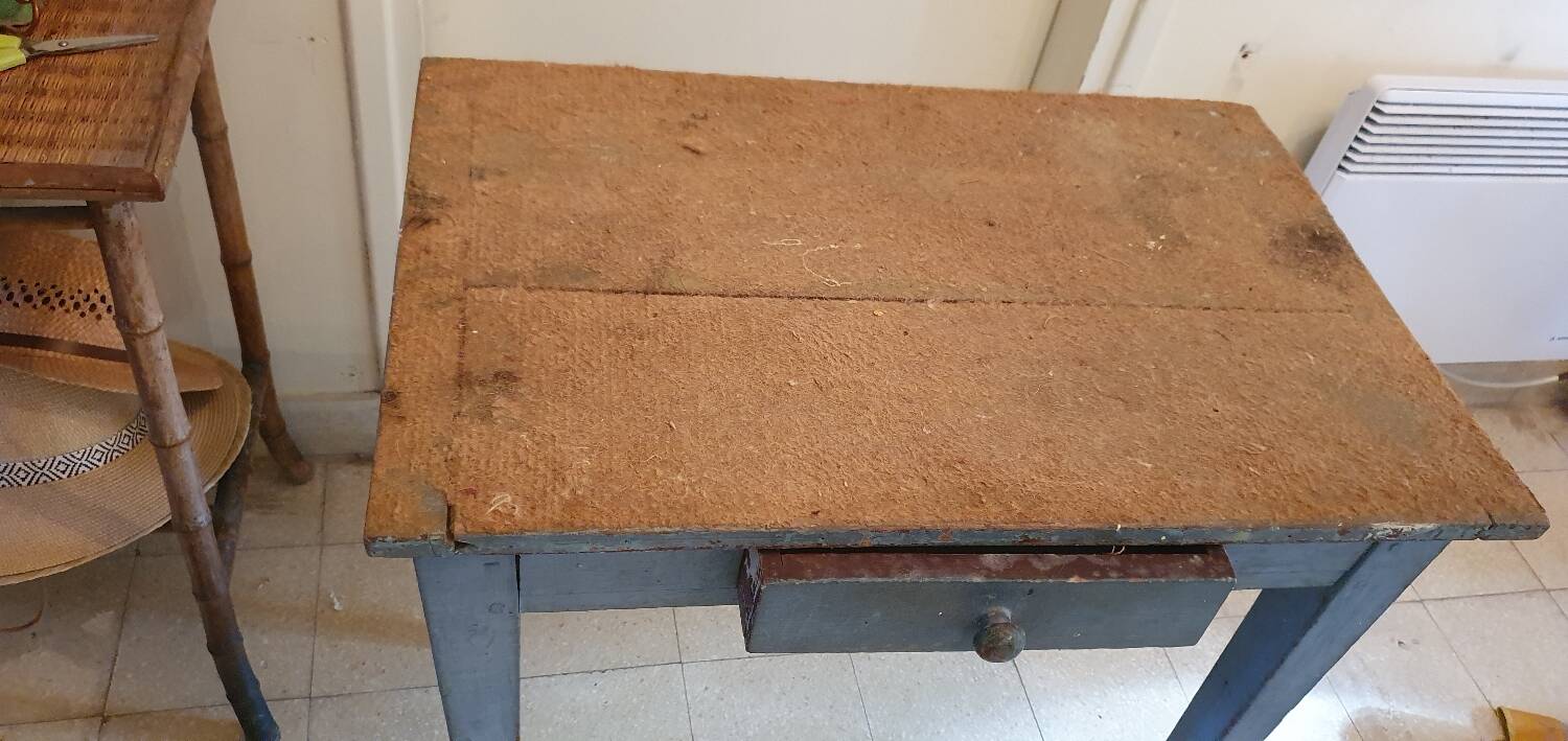 Small blue wooden table