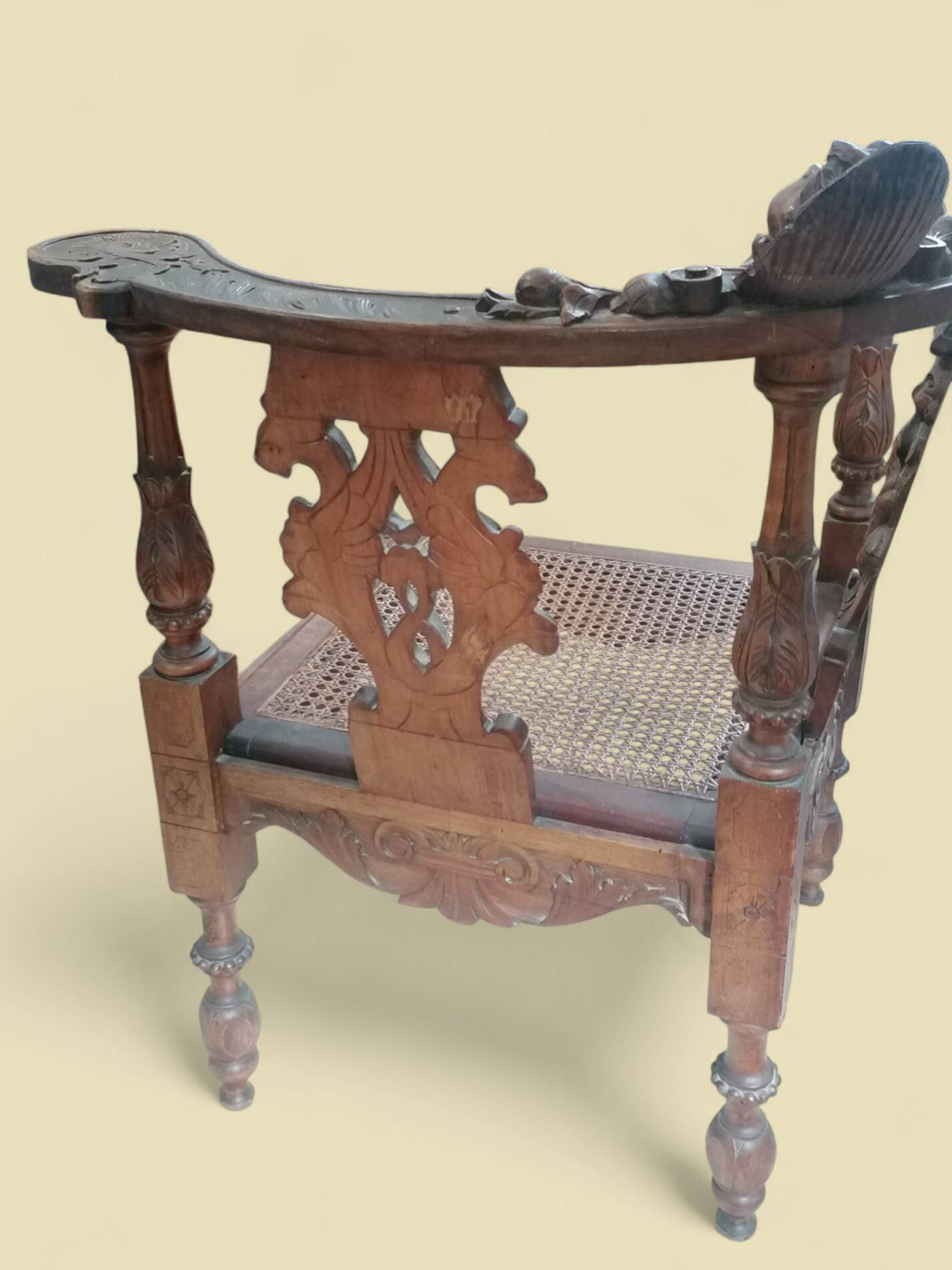 Carved wooden corner armchair - 19th century