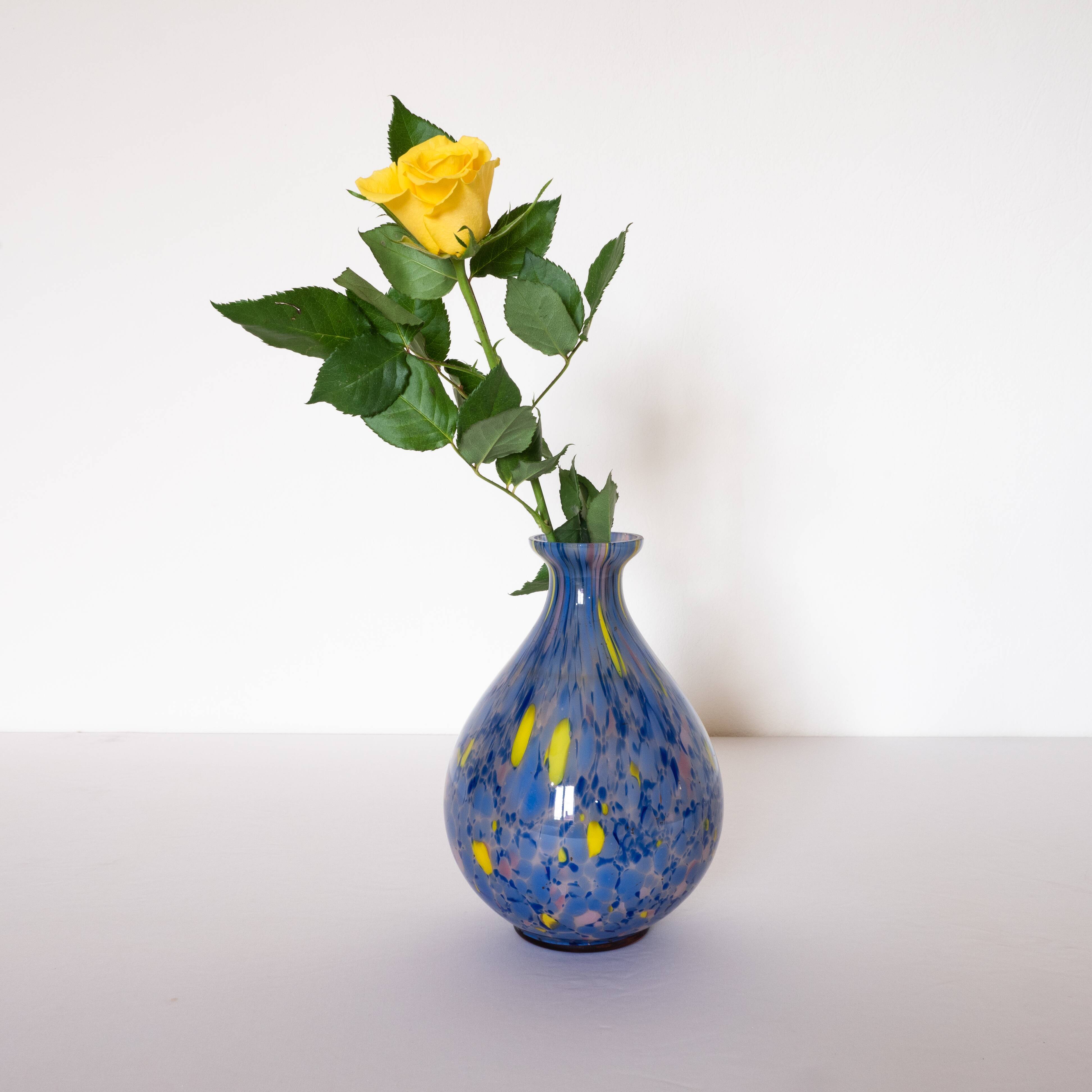 Blue and yellow murano vase