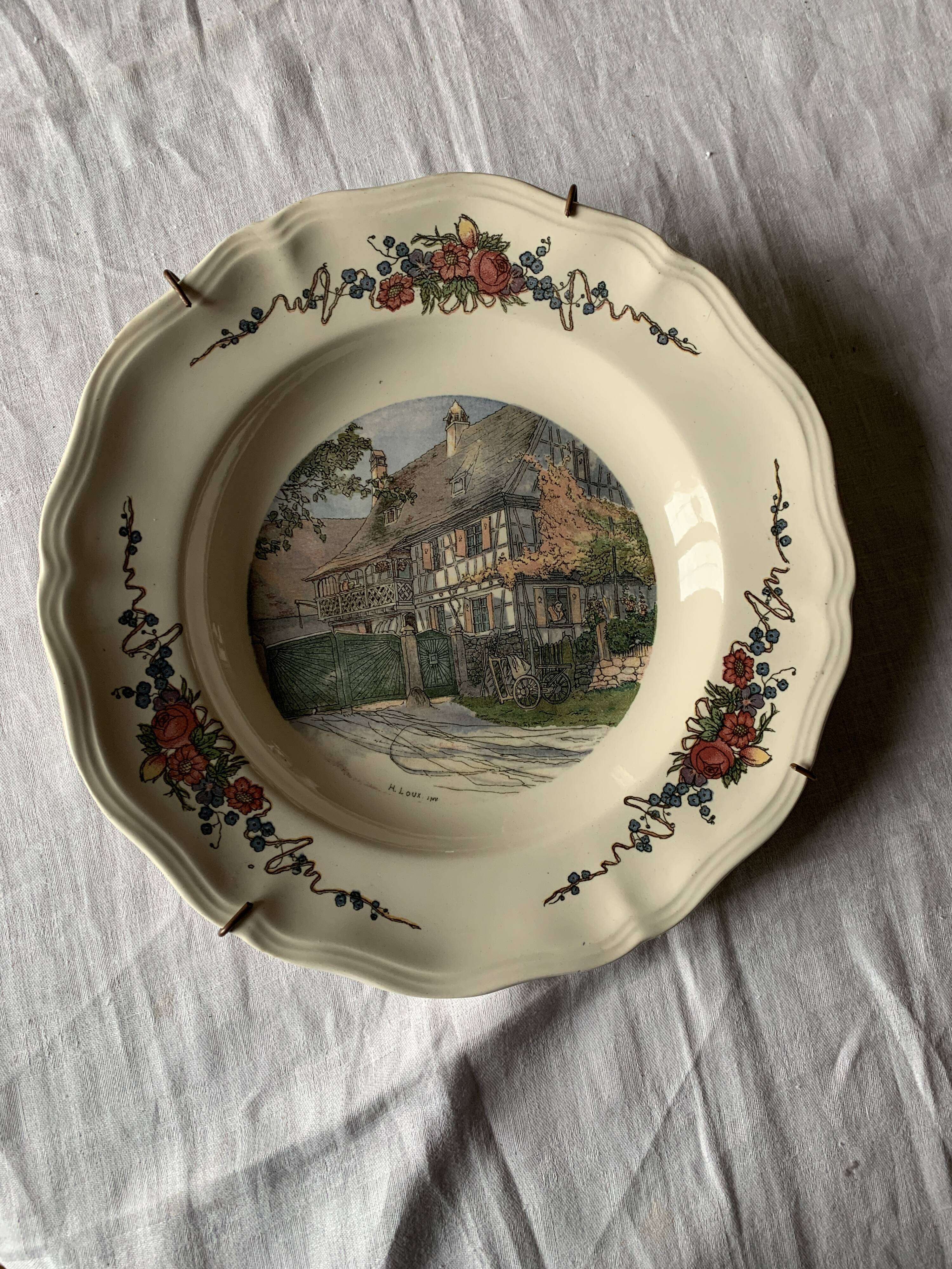 Obernai plate by henri loux sarreguemines earthenware factory