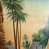 Pair of oils on orientalist canvas, 20th century