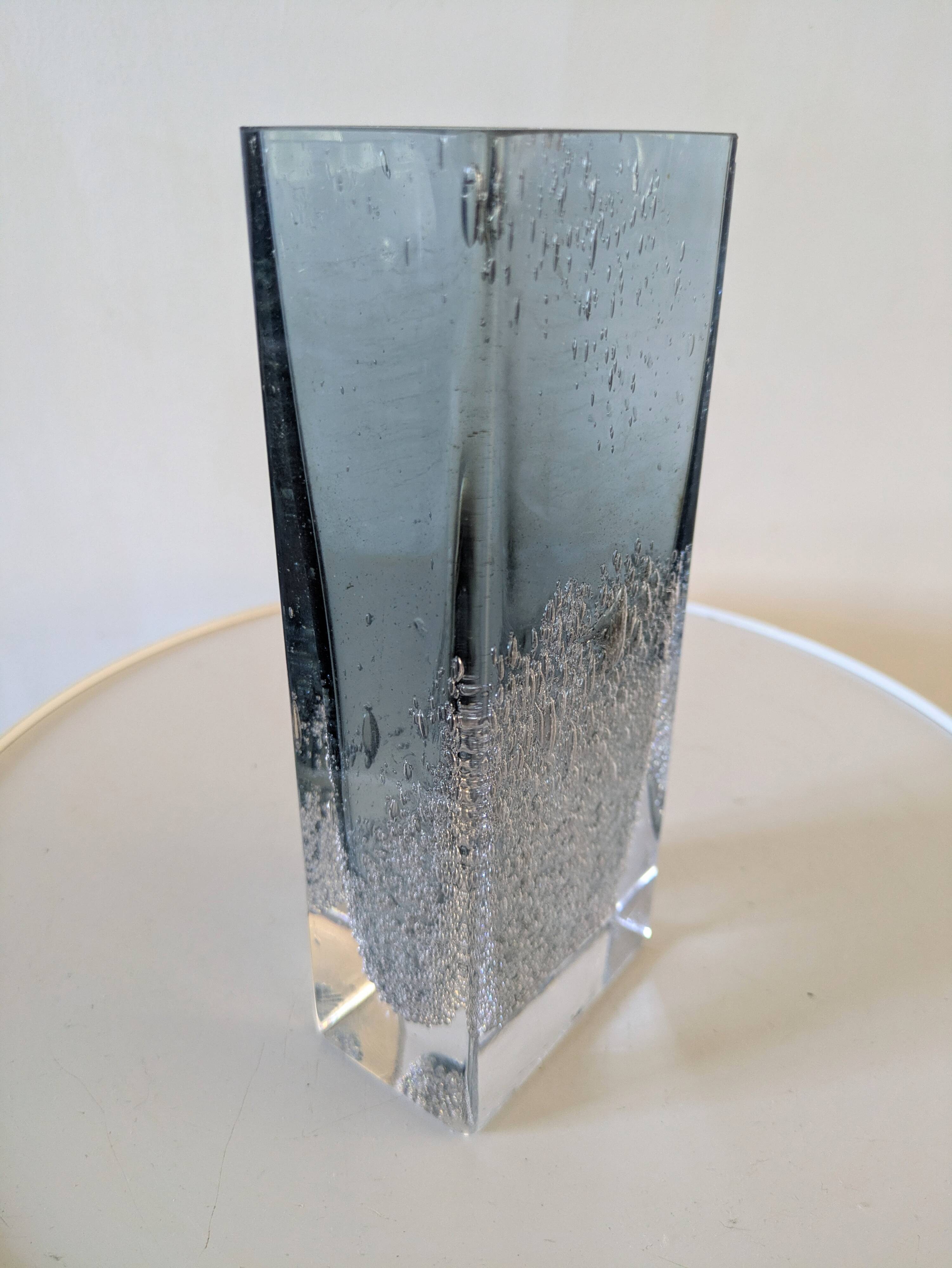 Bubble blown glass vase, 70s design