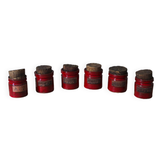 6 ceramic spice jars Jean and Robert Cloutier