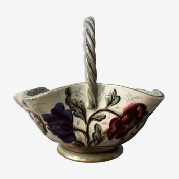 Basket trinket bowl Keller and Guerin Lunéville art nouveau