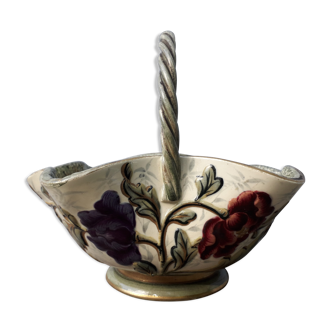 Basket trinket bowl Keller and Guerin Lunéville art nouveau