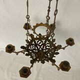 Neo Gothic church chandelier in gilded bronze with 6 burners 19 th