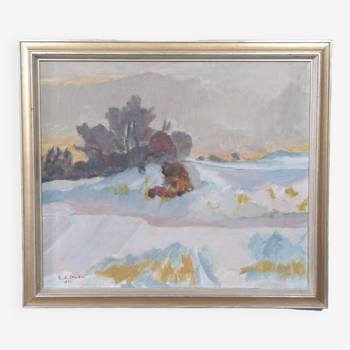 Scandinavian  Modern Painting, 1963, Oil on Canvas, Framed